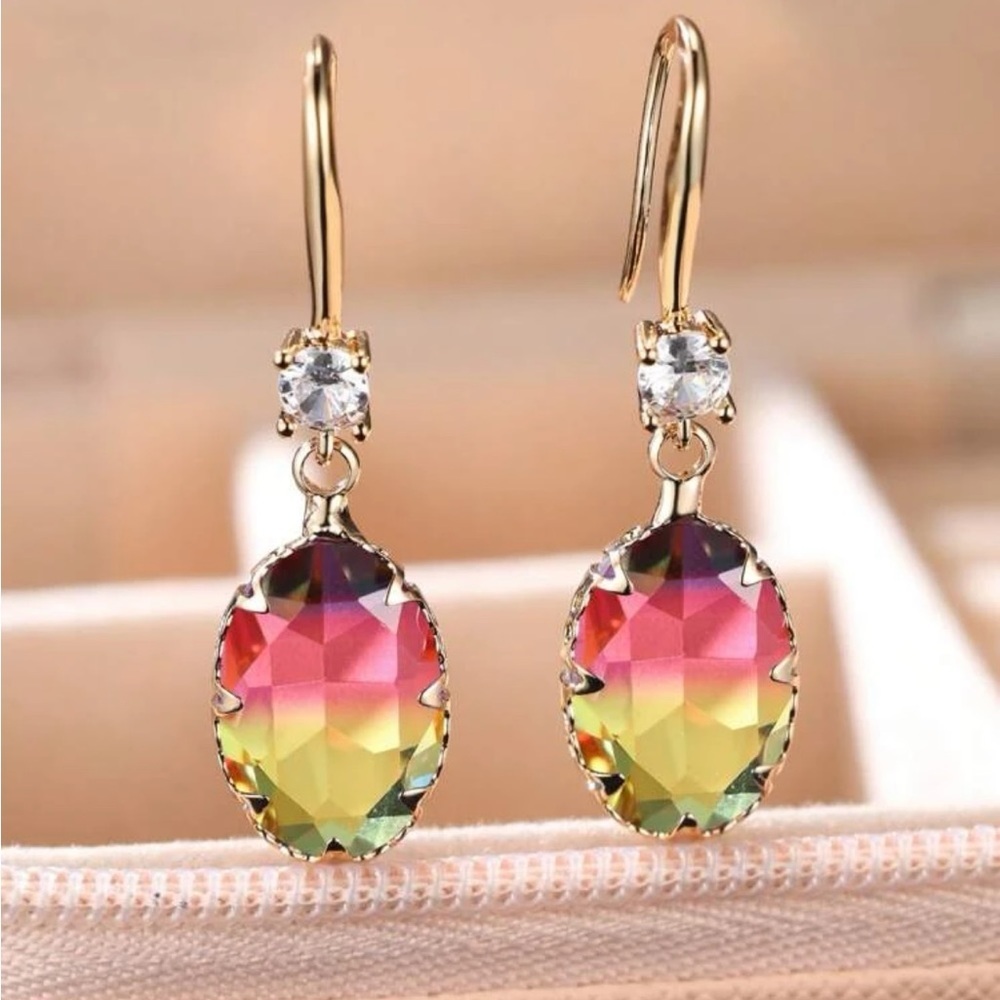 New Multicolor Faux Aquamarine drop earrings